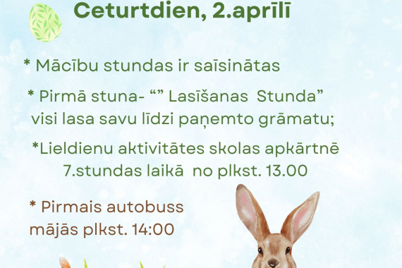 Iešūpojam Lieldienas Sējas skolā