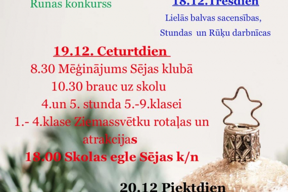 Notikumi Sējas skolā